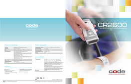 CR2600 Healthcare Data Sheet Specifications Subject to Change Without Notice