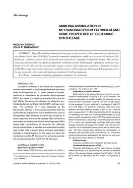 Ammonia Assimilation in Methanobacterium Formicium and Some Properties of Glutamine Synthetase
