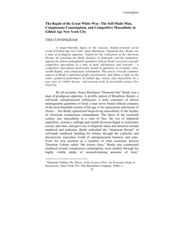 The Self-Made Man, Conspicuous Consumption, and Competitive Masculinity in Gilded Age New York City