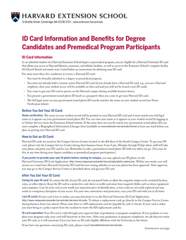 ID Card Information and Benefits for Degree Candidates and Premedical Program Participants