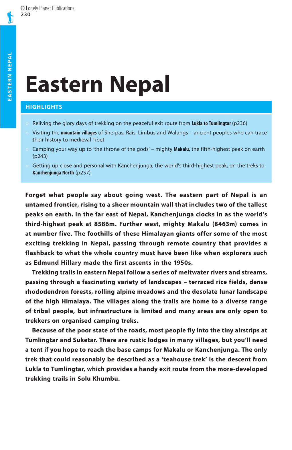 Eastern Nepal EASTERN NEPAL EASTERN HIGHLIGHTS