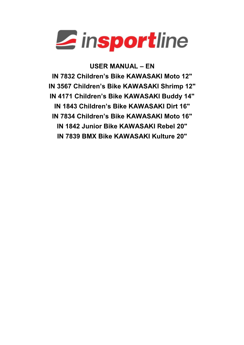 USER MANUAL – EN in 7832 Children's Bike KAWASAKI Moto 12