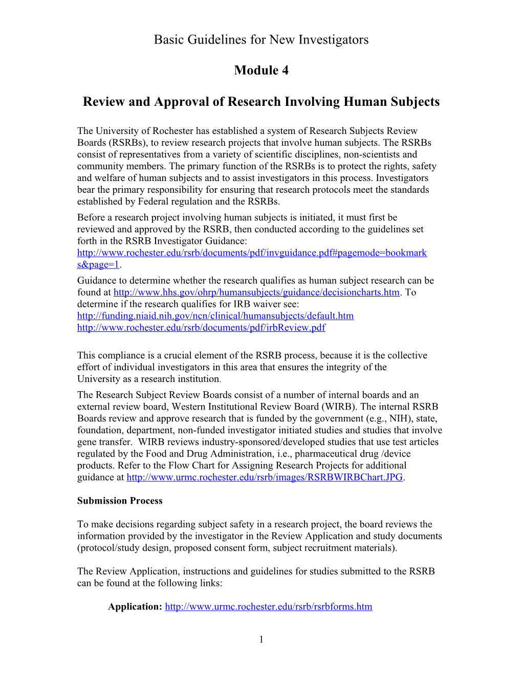 Review and Approval of Research Involving Human Subjects