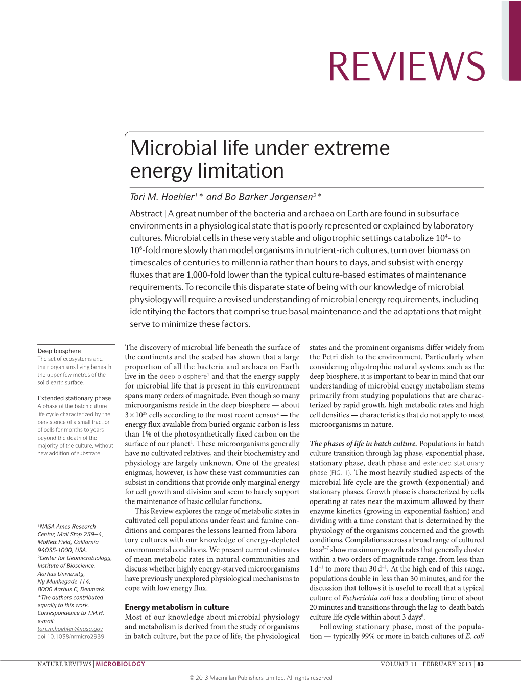 Microbial Life Under Extreme Energy Limitation