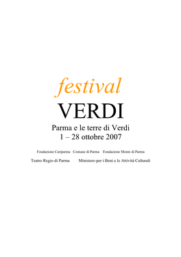 Festival VERDI Parma E Le Terre Di Verdi 1 – 28 Ottobre 2007