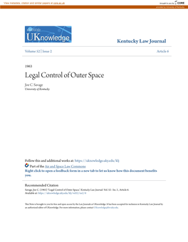 Legal Control of Outer Space Joe C