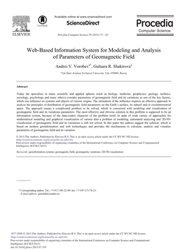 Web-Based Information System for Modeling and Analysis of Parameters of Geomagnetic Field