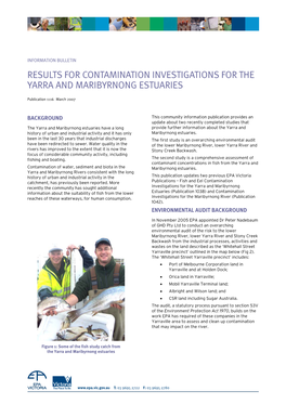 Results for Contamination Investigations for the Yarra and Maribyrnong Estuaries