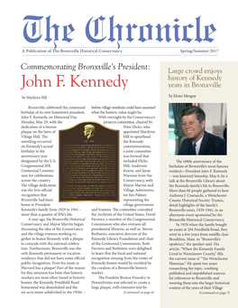 John F. Kennedy Years in Bronxville