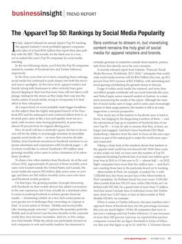 Apparel Top 50: Rankings by Social Media Popularity
