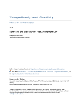 Kent State and the Failure of First Amendment Law