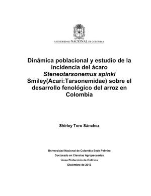 Dinámica Poblacional Y Estudio De La Incidencia Del Ácaro Steneotarsonemus Spinki Smiley(Acari:Tarsonemidae) Sobre El Desarrollo Fenológico Del Arroz En Colombia