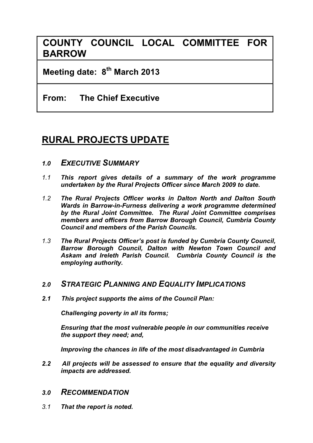 County Council Local Committee for Barrow