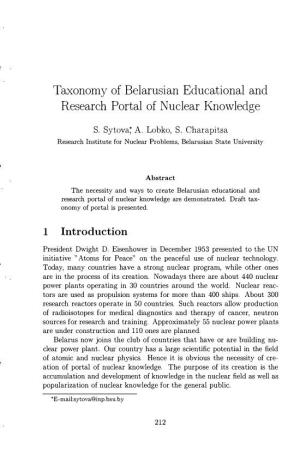Taxonomy of Belarusian Educational and Research Portal of Nuclear Knowledge