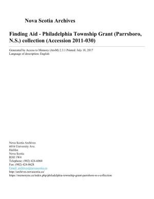 Philadelphia Township Grant (Parrsboro, NS