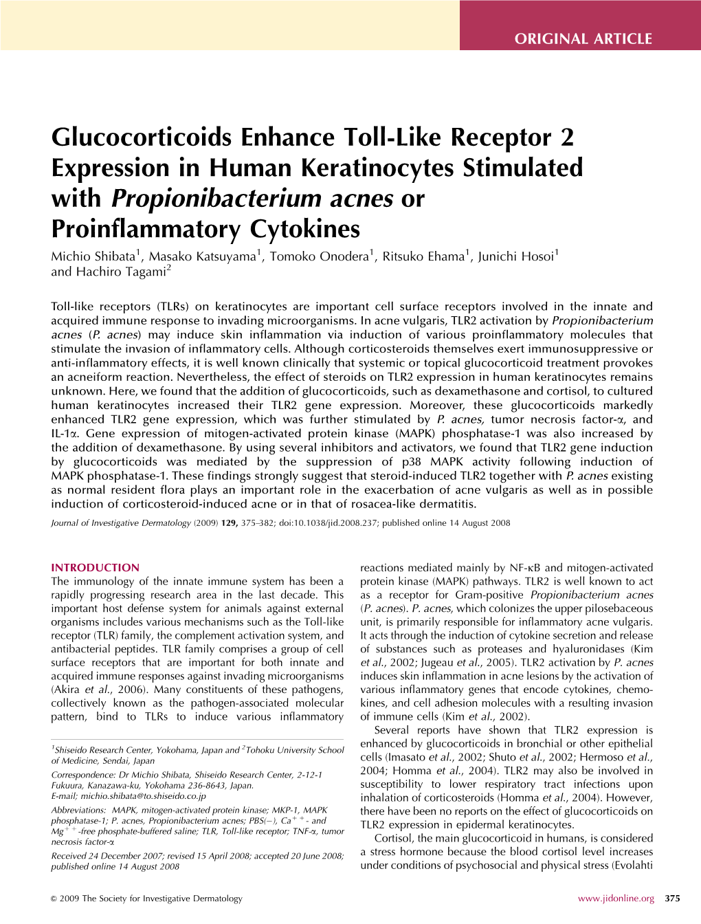 Glucocorticoids Enhance Toll-Like Receptor 2 Expression in Human