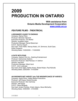 Production in Ontario