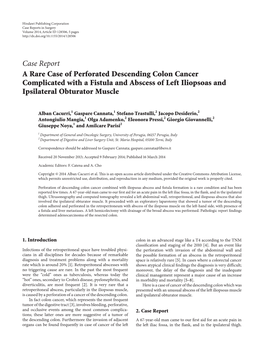 A Rare Case of Perforated Descending Colon Cancer Complicated with a Fistula and Abscess of Left Iliopsoas and Ipsilateral Obturator Muscle