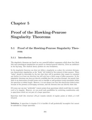 Chapter 5 Proof of the Hawking-Penrose Singularity Theorems