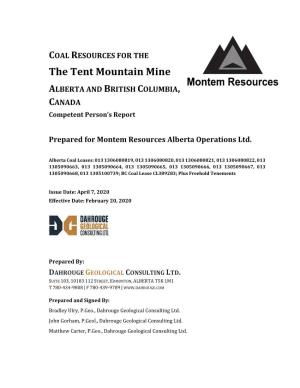 The Tent Mountain Mine 2020 JORC Report
