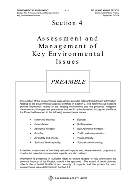 Section 4 Assessment and Management of Key