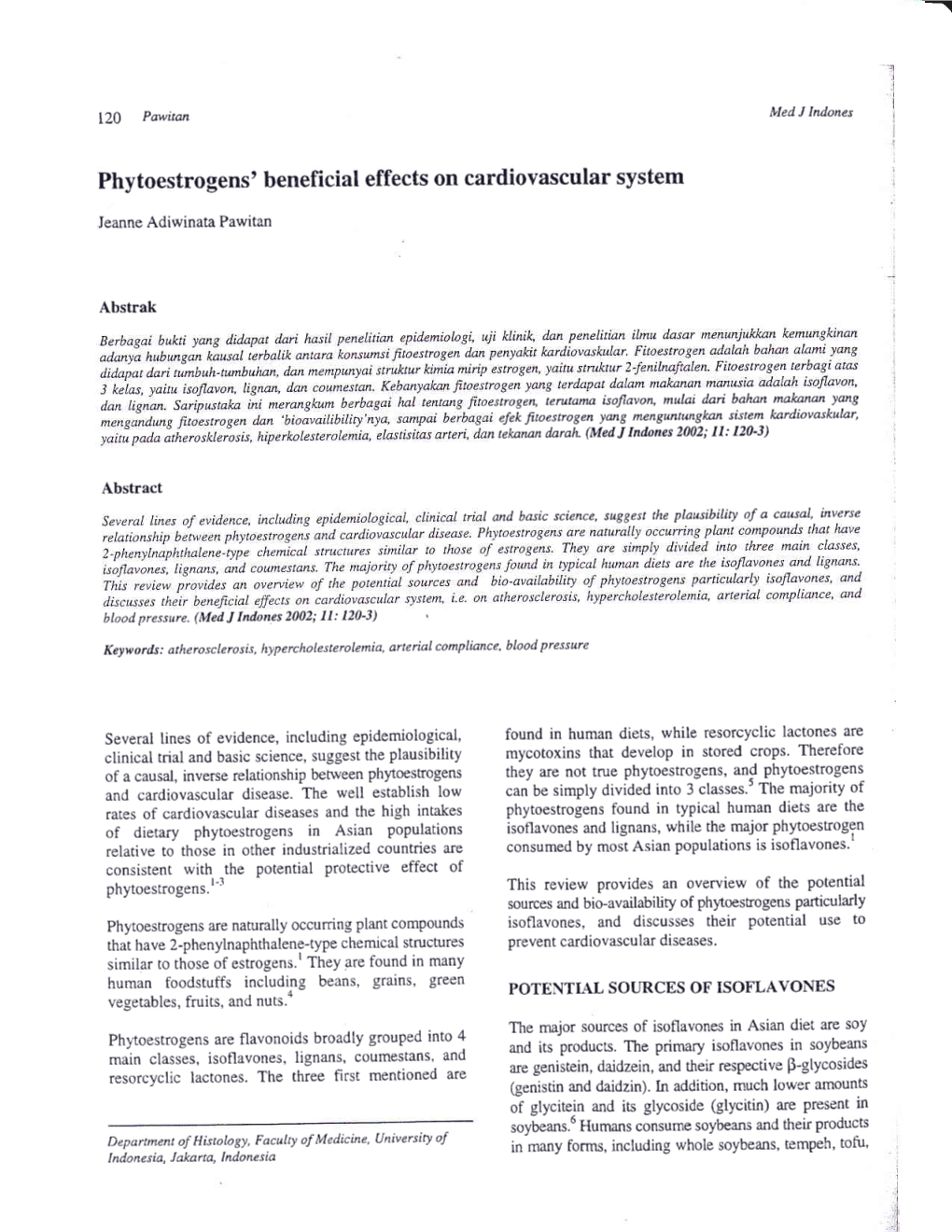 Phytoestrogens' Beneficial Effects on Cardiovascular System