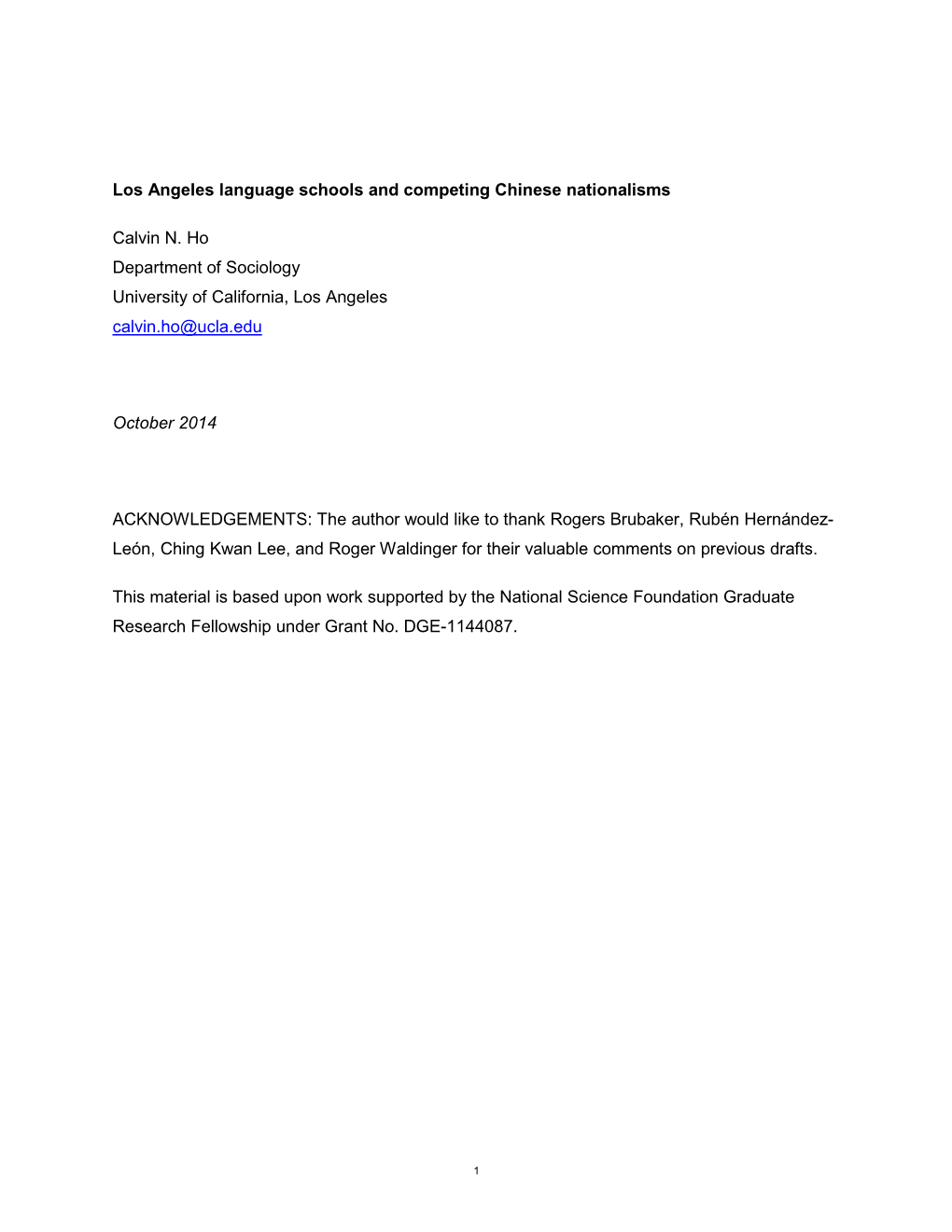 Los Angeles Language Schools and Competing Chinese Nationalisms