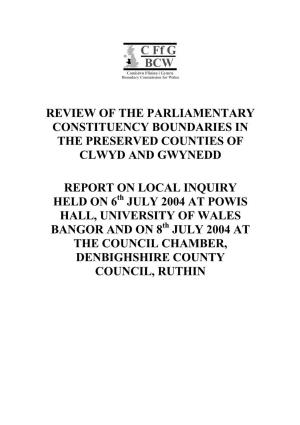 Boundary Commission for Wales Fifth General Review of Parliamentary Constituencies