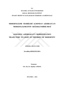 Modernleşme Teorileri Açisindan Azerbaycan Modernleşmesinin Değerlendirilmesi