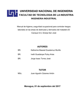 Universidad Nacional De Ingenieria Facultad De Tecnologia De La Industria