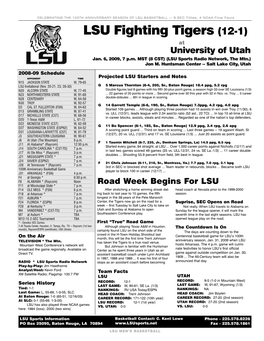 LSU Fighting Tigers (12-1) at University of Utah Jan