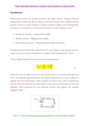 Time Varying Magnetic Fields and Maxwell's Equations