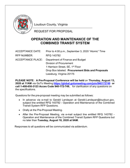 Operation and Maintenance of the Combined Transit System