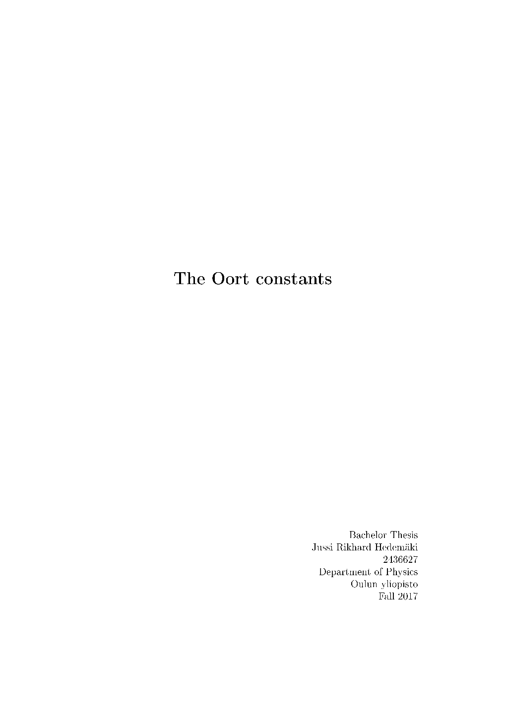 The Oort Constants