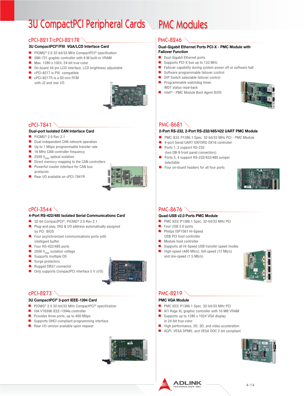 3U Compactpci Peripheral Cards PMC Modules