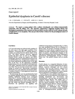 Epithelial Dysplasia in Caroli's Disease