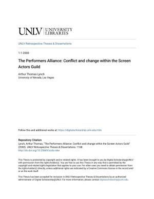 The Performers Alliance: Conflict and Change Within the Screen Actors Guild