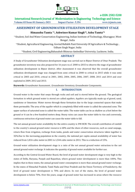 Assessment of Groundwater Utilization