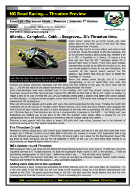 NG Road Racing…. Thruxton Preview