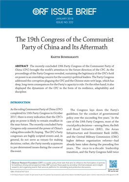 The 19Th Congress of the Communist Party of China and Its Aftermath