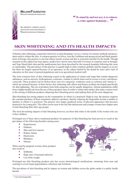 Skin Whitening and Its Health Impacts