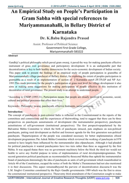 An Empirical Study on People's Participation in Gram Sabha With
