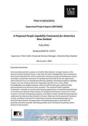 A Proposed People Capability Framework for Antarctica New Zealand