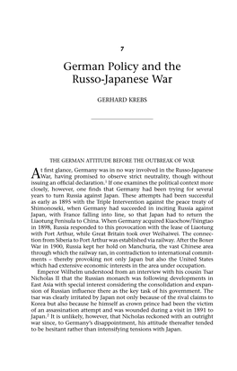 German Policy and the Russo-Japanese War