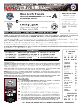 Kane County Cougars Lansing Lugnuts
