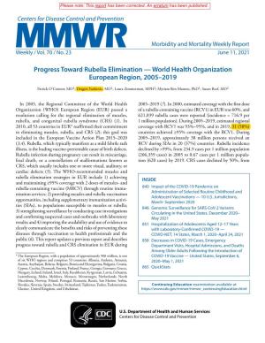 MMWR, Volume 70, Issue 23 — June 11, 2021