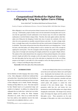 Computational Method for Digital Khat Calligraphy Using Beta-Spline Curve Fitting