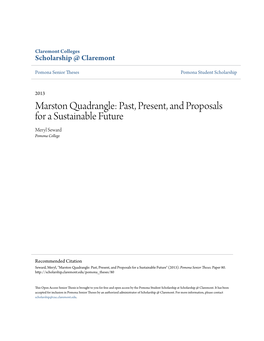 Marston Quadrangle: Past, Present, and Proposals for a Sustainable Future Meryl Seward Pomona College