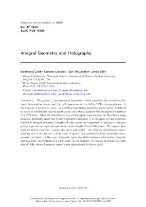 Integral Geometry and Holography