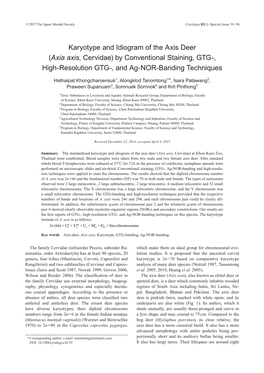 Karyotype and Idiogram of the Axis Deer (Axia Axis, Cervidae) by Conventional Staining, GTG-, High-Resolution GTG-, and Ag-NOR-Banding Techniques